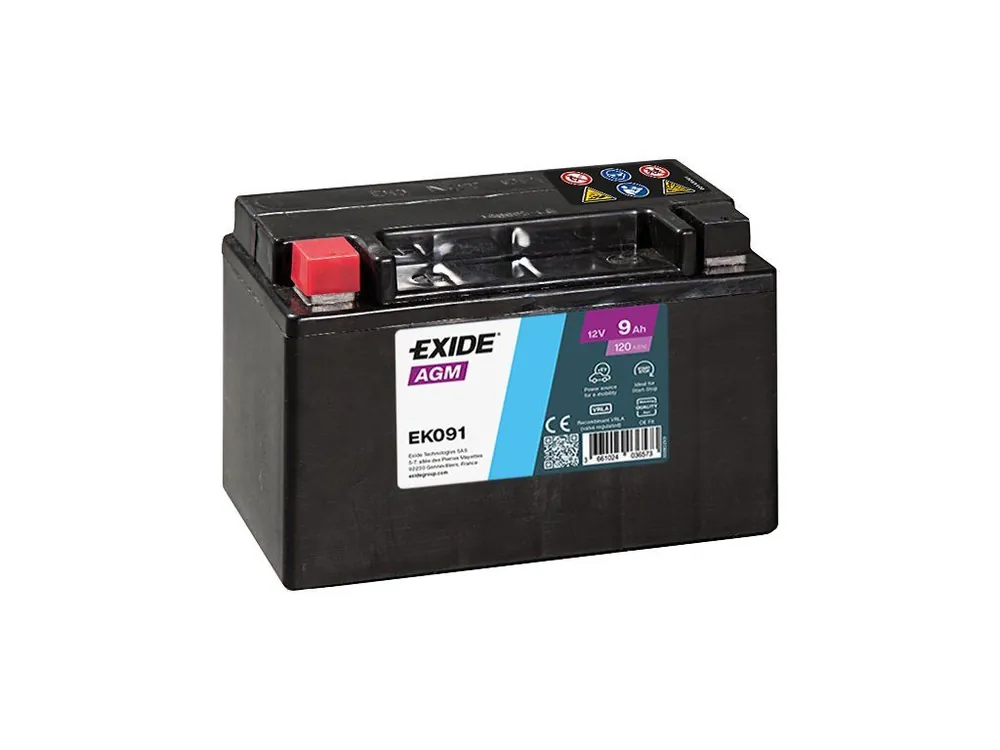 Nejprodávanější Autobaterie Exide Start-Stop AGM 12V 9Ah 120A EK091