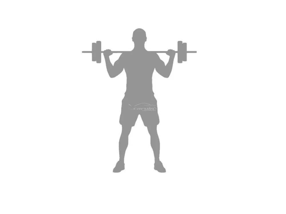 Samolepka silueta Fitness - pánská postava s činkou • stříbrná matná - 12 cm Sezónní Sleva