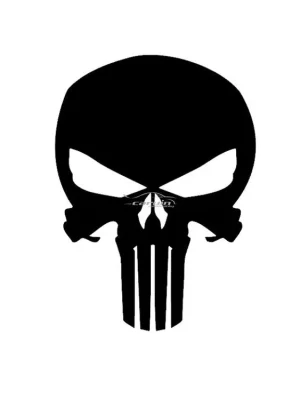 Samolepka Lebka Punisher • černá matná - 12 cm Aktuální