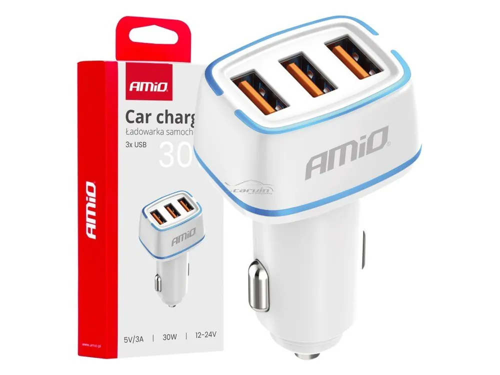 Vrácení Zdarma Autonabíječka 3x USB 30W 12-24V | AMiO